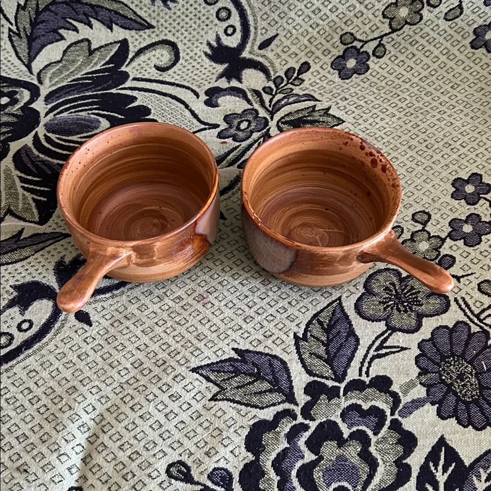Sango Splash Stoneware 4951 Onion Soup Bowls with handles (2)